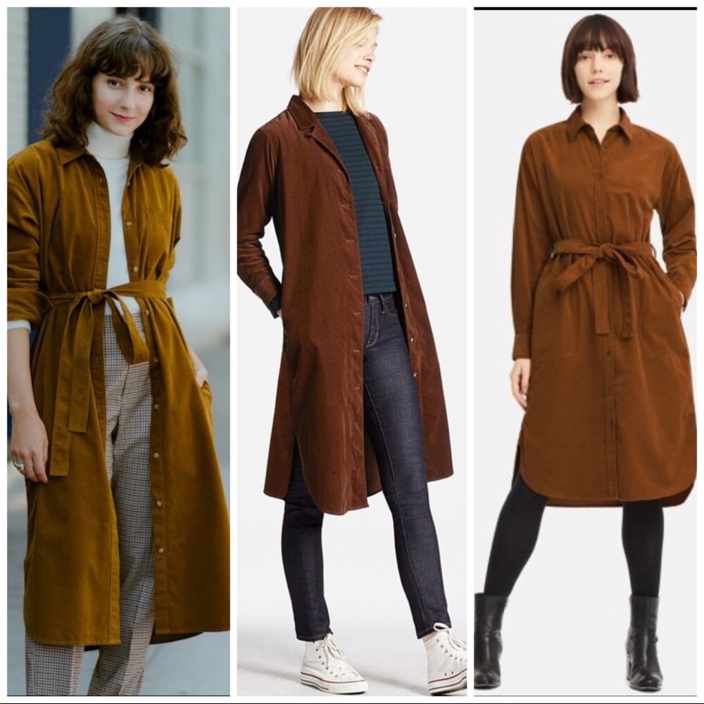 uniqlo dress brown | Dresses | Last One Uniqlo Corduroy Long Sleeve Color:Brown polka dot resort Burgundy Velvet Long Sleeve